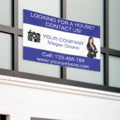 Custom Blue & White Real Estate Agency Spandoek (Buitenkant Gebouw)