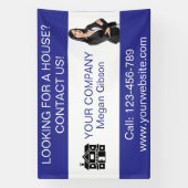 Custom Blue & White Real Estate Agency Spandoek (Verticaal)