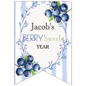 Custom Blueberry 1st Birthday 12 Photo Vlaggetjes (Eerste vlag)