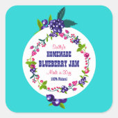 Custom·Blueberry Jam DIY Inblikken Blauwgroen Vierkante Sticker (Voorkant)