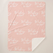 Custom Blush Bride & Groom Blanket, Mrs & Mr Gift Sherpa Deken (Voorkant)