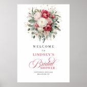 Custom blush floral bridal shower welcome sign  poster (Voorkant)