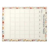 Custom Blush Floral Monthly Calendar Notepad Notitieblok (Voorkant)