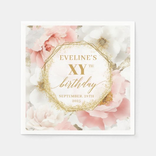 Custom Blush Gold 80 Verjaardag servetten Boho Chi (Voorkant)