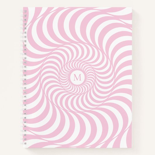 Custom Blush Pink Spiral Monogram Notitieboek (Voorkant)