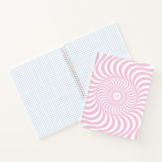 Custom Blush Pink Spiral Monogram Notitieboek (Binnen)