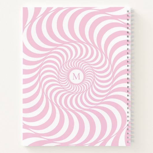 Custom Blush Pink Spiral Monogram Notitieboek (Achterkant)