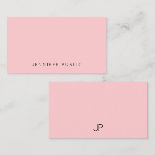 Custom Blush Roze Eenvoudige Sjabloon Modern Monog (Voorkant / Achterkant)