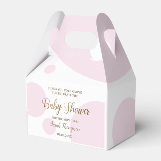 Custom Blush roze en witte baby meisje douche Bedankdoosjes (Voorkant Zijde)