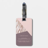 Custom Blush Roze Rose Goud Marbled Art Patroon Bagagelabel (Achterkant verticaal)