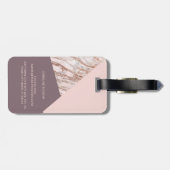Custom Blush Roze Rose Goud Marbled Art Patroon Bagagelabel (Achterkant horizontaal)