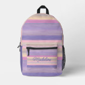 Custom Blush Roze Violet Paarse Waterverf Stripes Bedrukte Rugzak (Voorkant)
