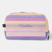 Custom Blush Roze Violet Paarse Waterverf Stripes Toilettasje (Voorkant)