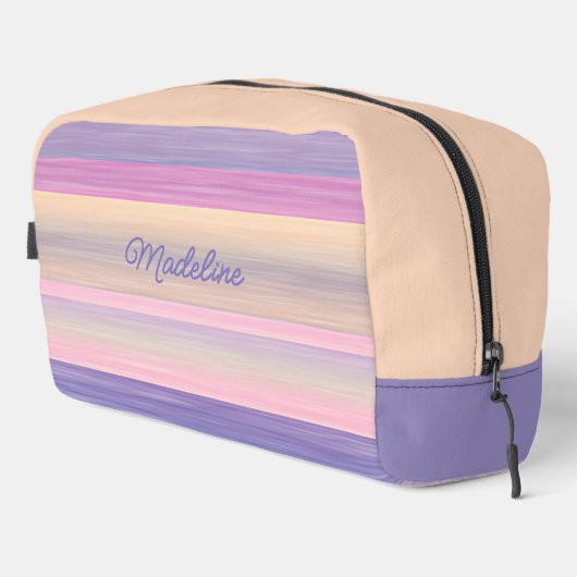 Custom Blush Roze Violet Paarse Waterverf Stripes Toilettasje (Rechterhoek)
