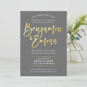 CUSTOM B'nai Mitzvah imitation Gold scriptnaam Kaart (Staand voorkant)