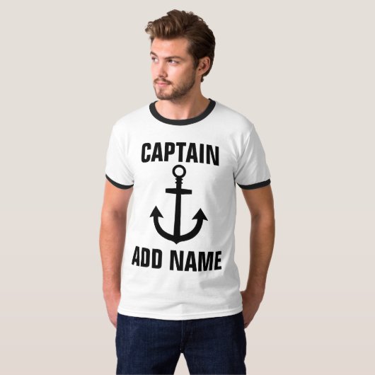 Custom Boat Captain Name Anker T-shirt (Voorkant volledig)