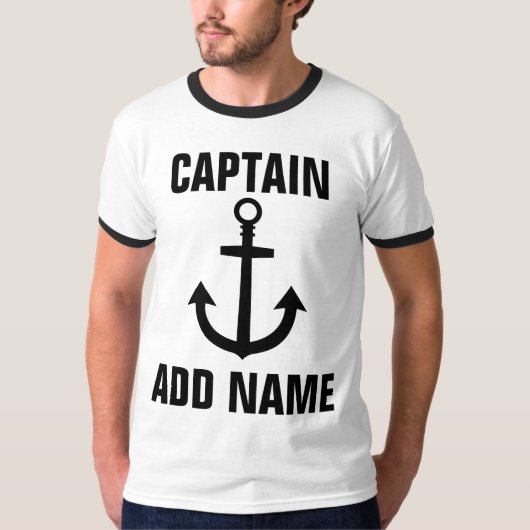 Custom Boat Captain Name Anker T-shirt (Voorkant)