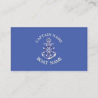 Custom boat captain name navy Business Card Visitekaartje