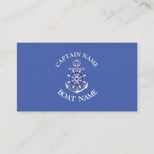 Custom boat captain name navy Business Card Visitekaartje (Voorkant)