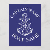 Custom boat captain name navy Postcard Briefkaart (Voorkant)