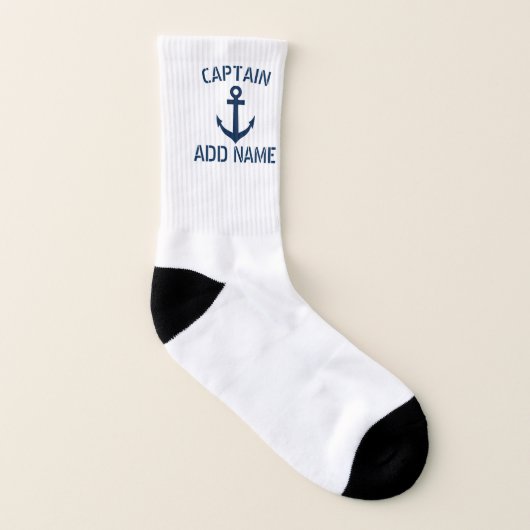 Custom boat captain socks with nautical anchor sokken (Links binnenkant)
