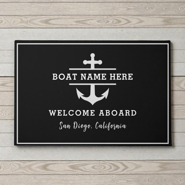 Custom Boat Name Anchor Nautical Welcome Deurmat (Creator heeft geüpload)