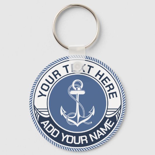 Custom Boat Name and Captain Nautical Anchor Sleutelhanger (Voorkant)