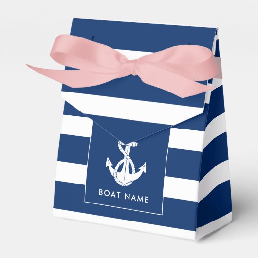 Custom Boat Name Nautical Anchor Coastal Wedding Bedankdoosjes (Voorkant Zijde)