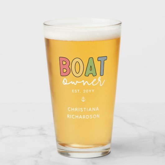 Custom Boat Owner set New Boat Owner Gift Glas (Voorkant gevuld)