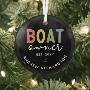 Custom Boat Owner set New Boat Owner Gift Glas Ornament