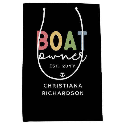 Custom Boat Owner set New Boat Owner Gift Medium Cadeauzakje (Voorkant)