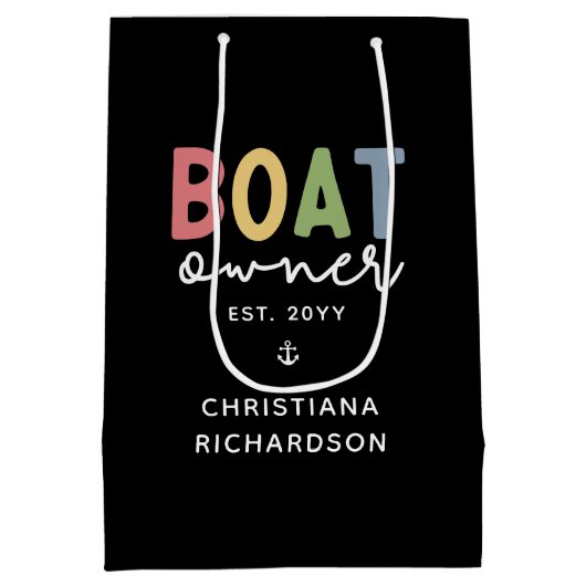 Custom Boat Owner set New Boat Owner Gift Medium Cadeauzakje (Achterkant)