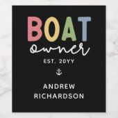 Custom Boat Owner set New Boat Owner Gift Wijn Etiket (Enkel label)