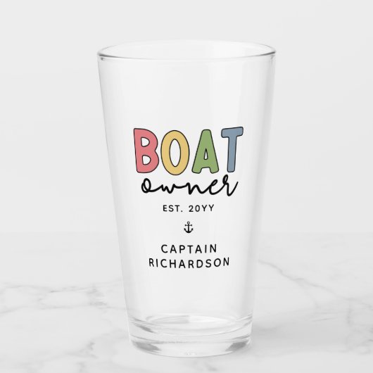 Custom Boat Owner set New Boat Owner Gifts Glas (Voorkant)