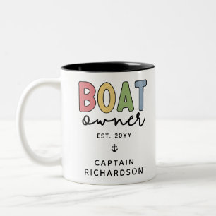 Custom Boat Owner set New Boat Owner Gifts Tweekleurige Koffiemok