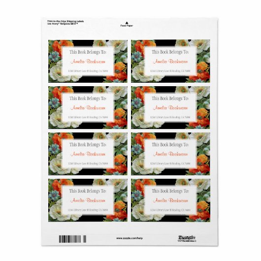 Custom boek behoort tot papaver korenbloemen label (Full Sheet)