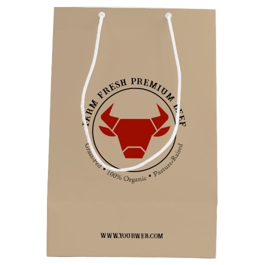 Custom Boerderij Fresh Premium Beef Business Logo Medium Cadeauzakje (Achterkant)