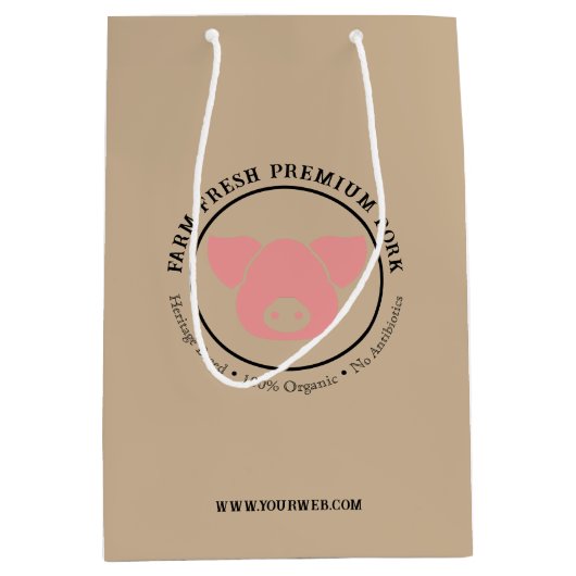 Custom Boerderij Fresh Premium Pork Business Logo Medium Cadeauzakje (Voorkant)