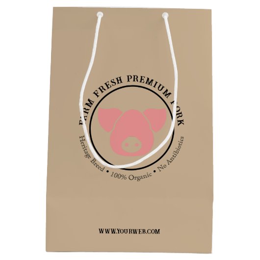 Custom Boerderij Fresh Premium Pork Business Logo Medium Cadeauzakje (Achterkant)
