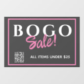 Custom BOGO Retail Sale QR Code Window Cling Raamsticker (Vel)