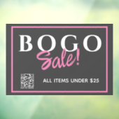 Custom BOGO Retail Sale QR Code Window Cling Raamsticker (Vel 3)