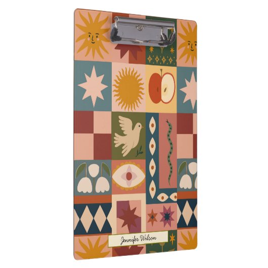 Custom Bohemian Celestial Patchwork Mystical Klembord (Rechts)