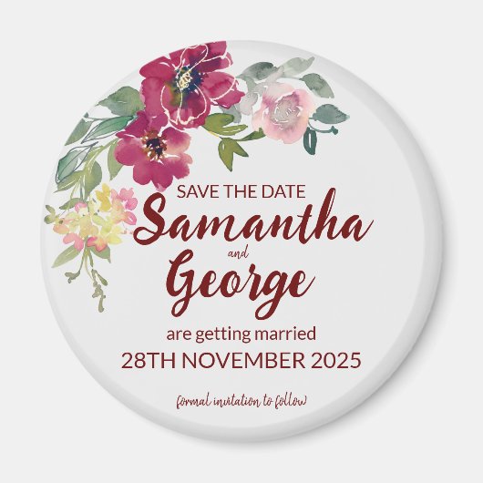 Custom Bohemian Floral Save the Date Magnets Magneet (Voorkant)