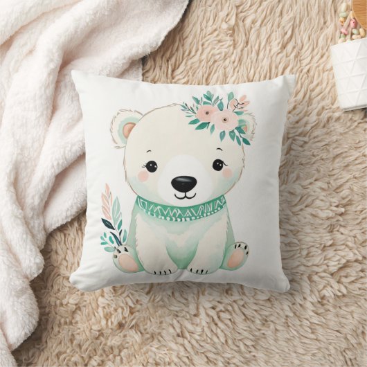 Custom Boho Baby Polar Beer Kussen Pastel Groen (Deken)