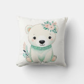 Custom Boho Baby Polar Beer Kussen Pastel Groen (Voorkant)