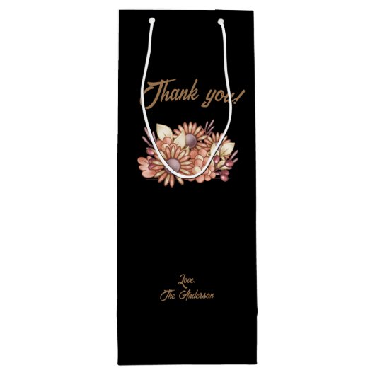 Custom Boho Bedankt! Wijn Cadeautas (Achterkant)