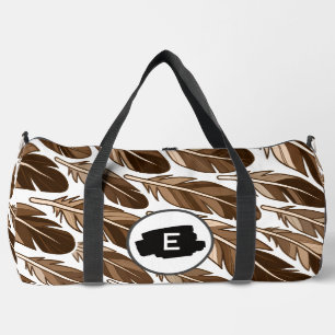 Custom Boho Feather Monogram Grote Duffel Bag Plunjezak
