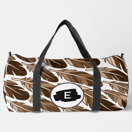 Custom Boho Feather Monogram Grote Duffel Bag Plunjezak (Voorkant)
