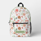 Custom Boho Florals Bloemen Terug naar School Bedrukte Rugzak (Voorkant)