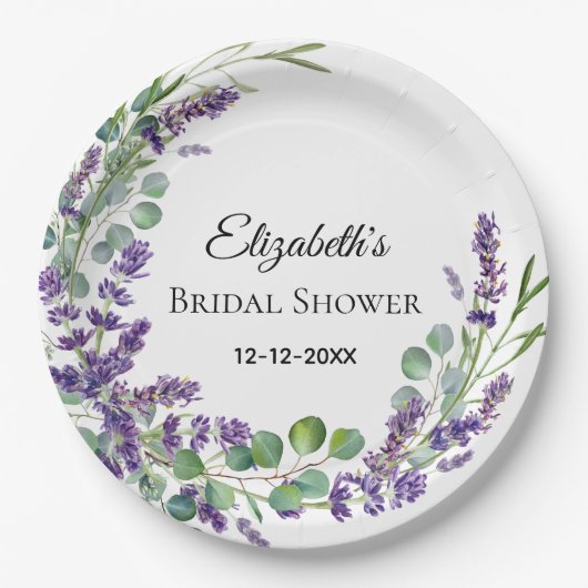 Custom Boho Lavender Eucalyptus Vrijgezellenfeest Papieren Bordje (Voorkant)